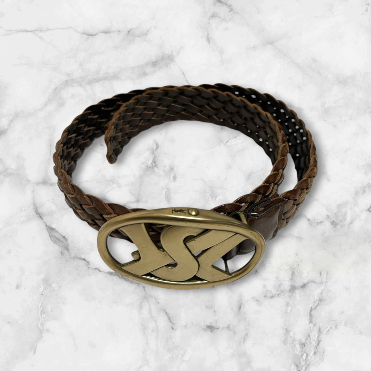 YVES SAINT LAURENT
BRAIDED LEATHER BELT BROWN
