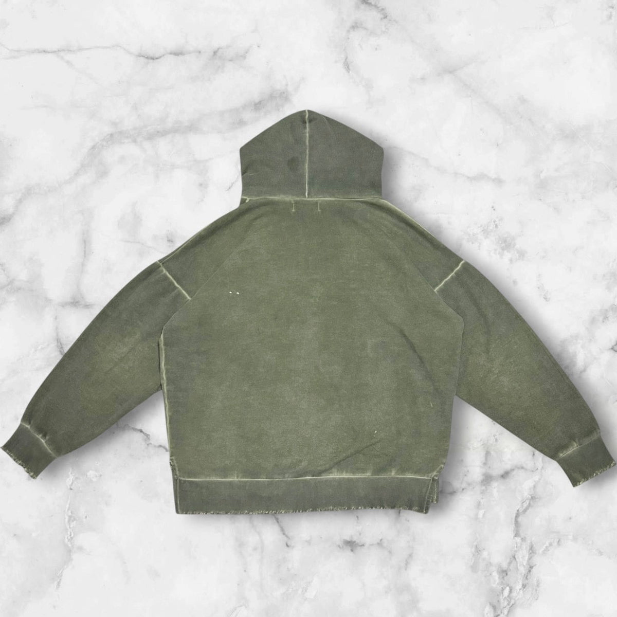 CAMP VINTAGE WASH FRAYED EDGE HOODIE OLIVE