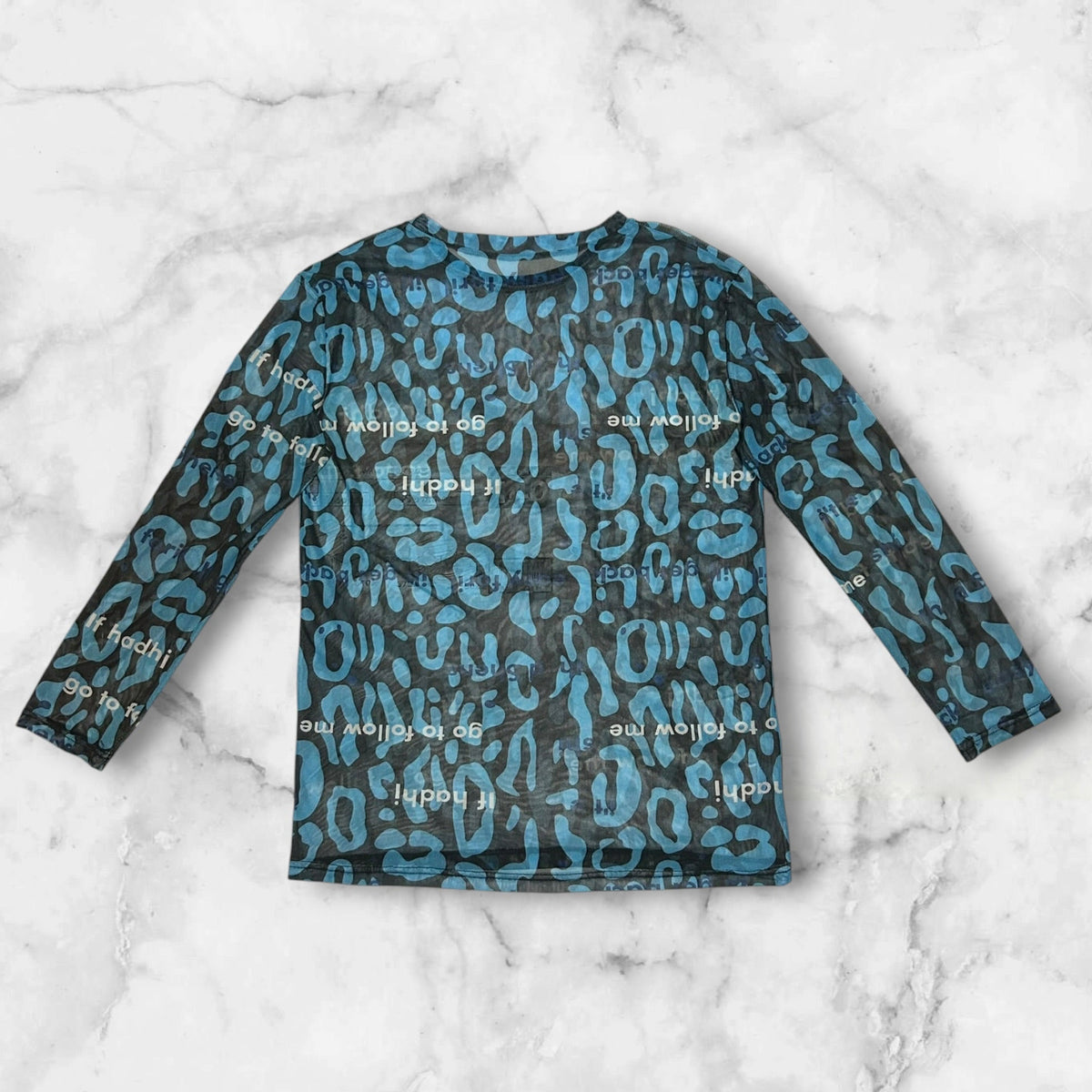 MESH LEAPARD T-SHIRT BLUE