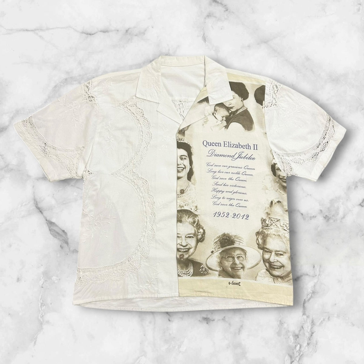 NO BRAND
QUEEN ELIZABETH CAMP COLLAR SHIRT WHITE