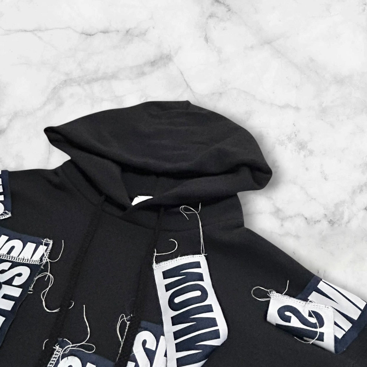 CHRISTOPHER SHANNON LOGO PATCHWORK CROPPED HOODIE