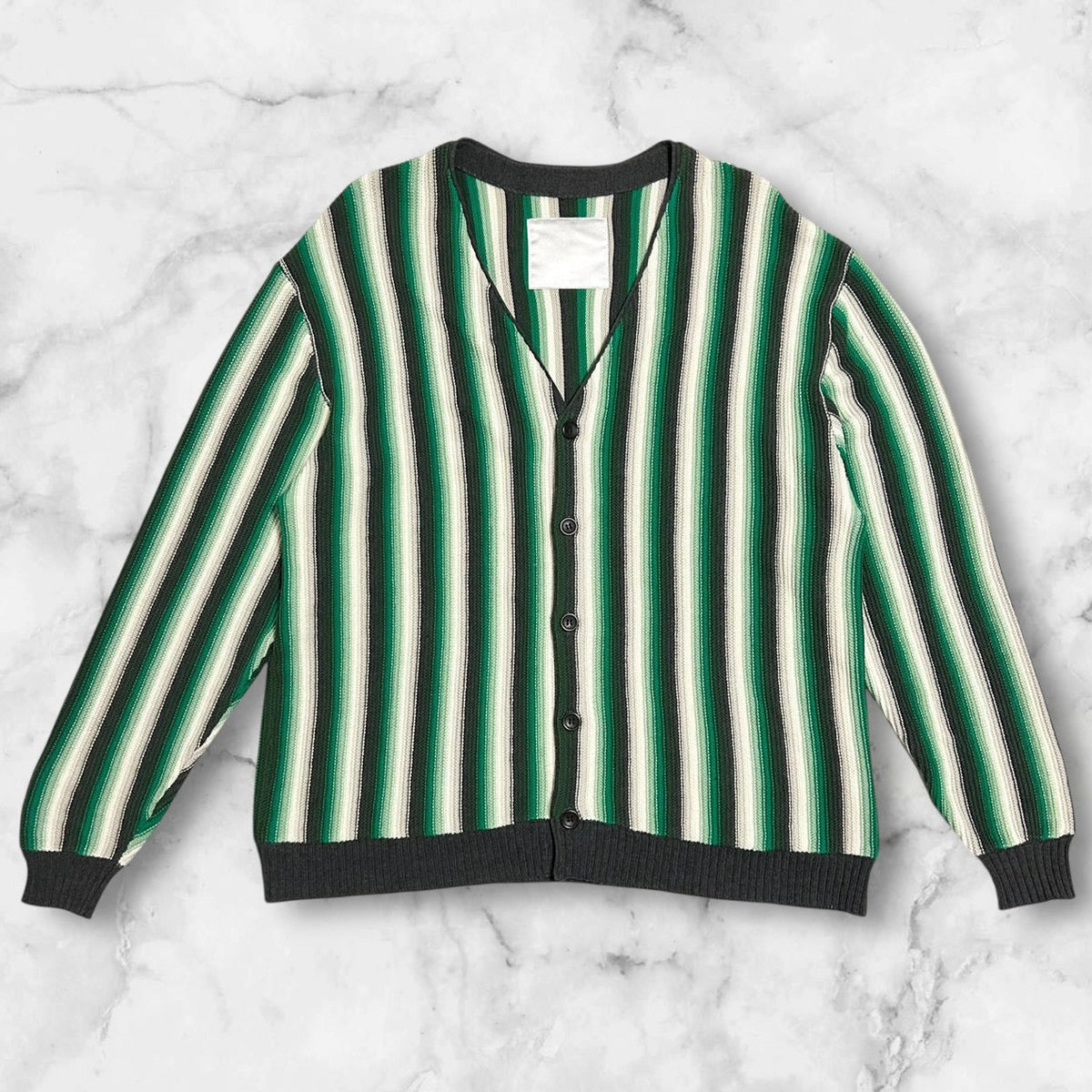 NO BRAND STRIPE CARDIGAN GREEN