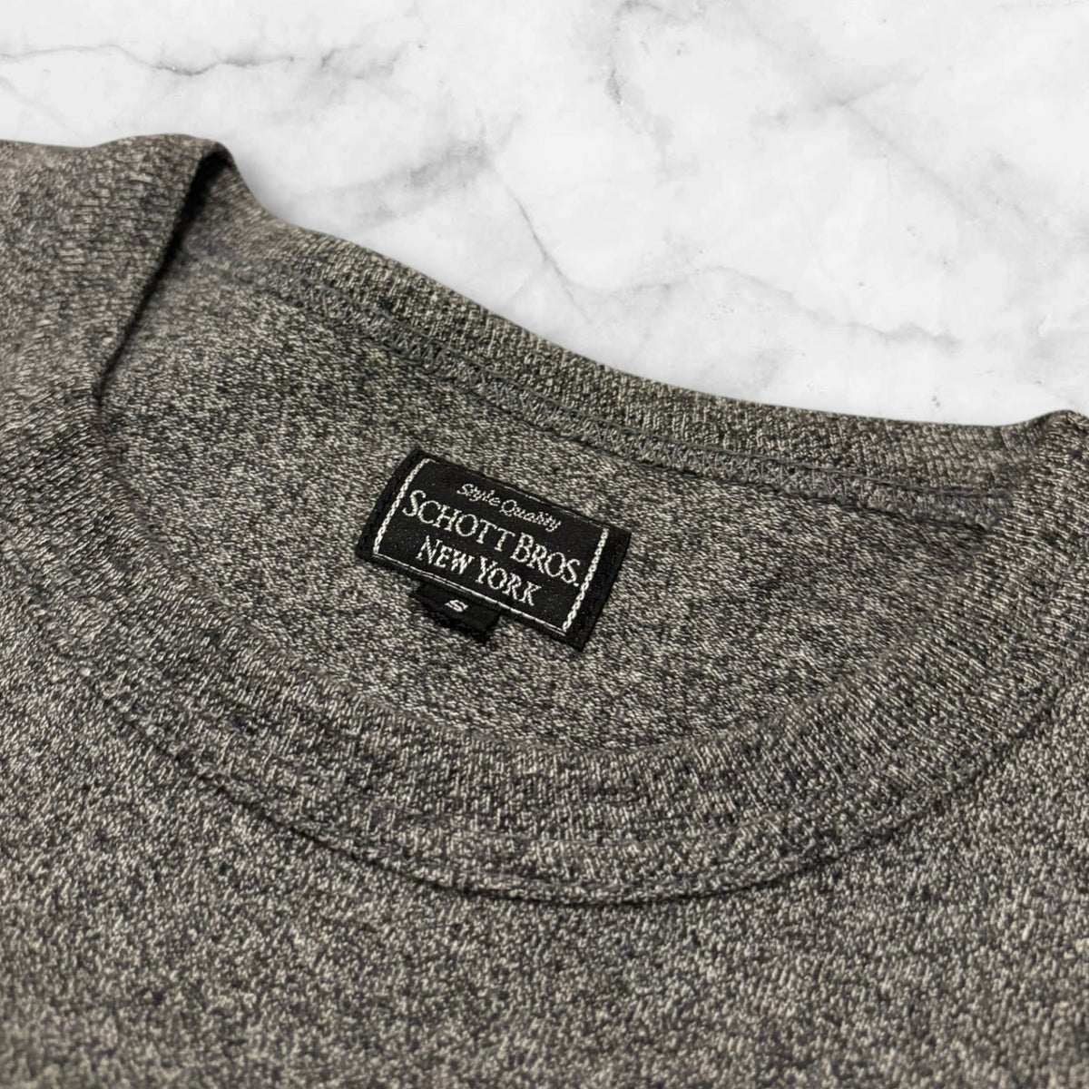 SCHOTT STAR LAETHER POKET T-SHIRT GLAY