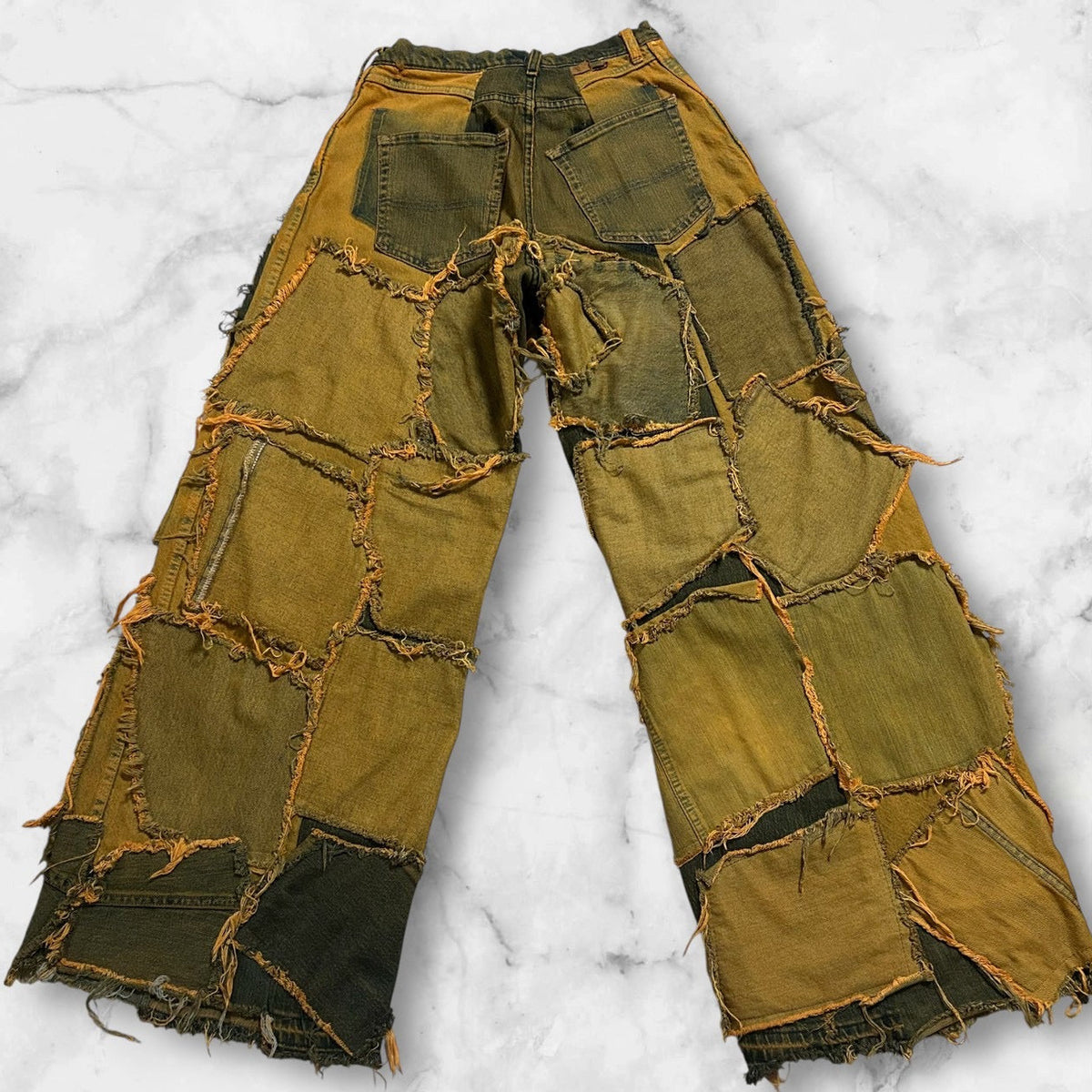 NO BRAND WIDE LEG PATCHWORK PANTS