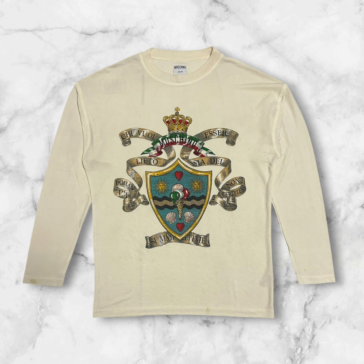 MOSCHINO JEANS EMBLEM GRAPHIC LONG SLEEVE T-SHIRT