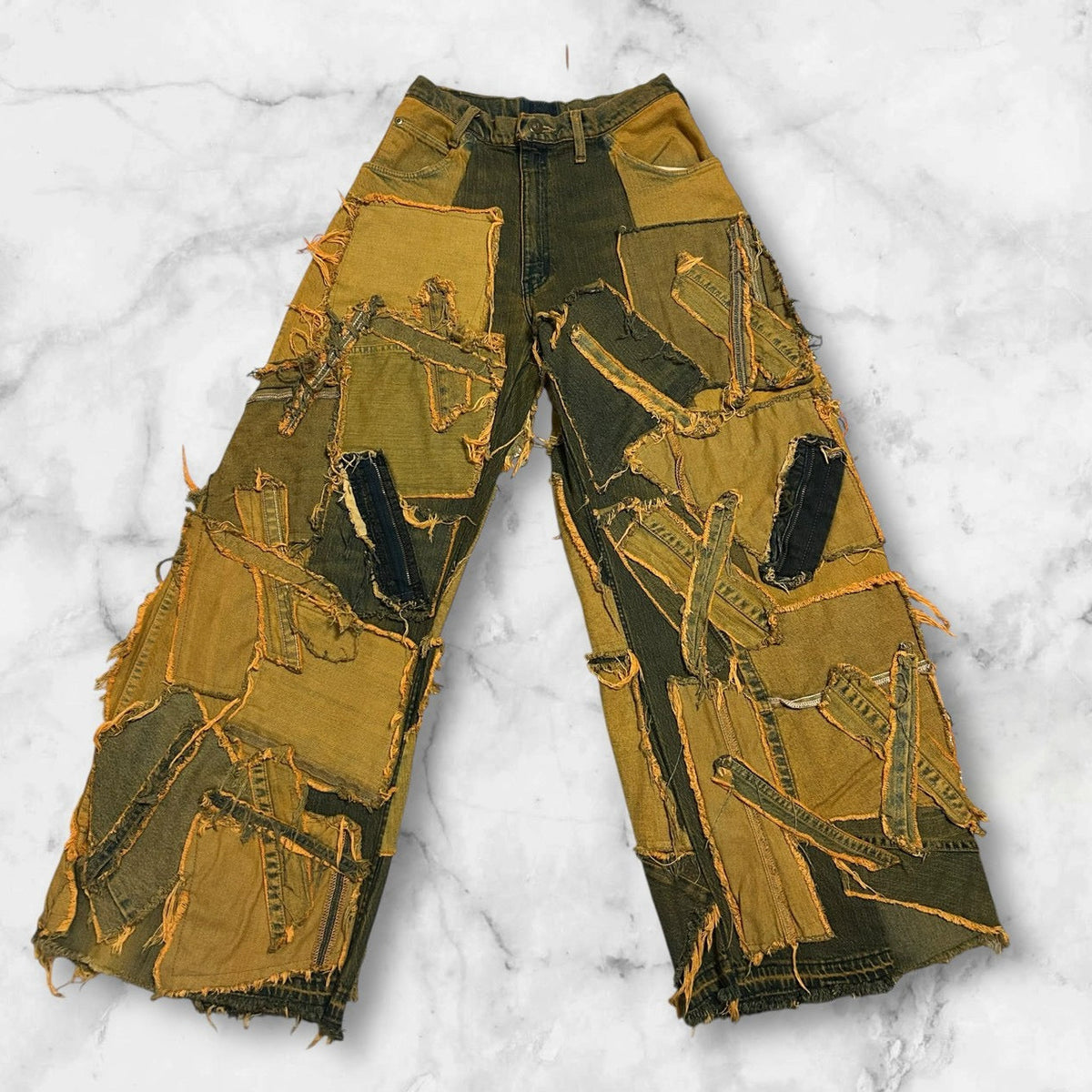 NO BRAND WIDE LEG PATCHWORK PANTS