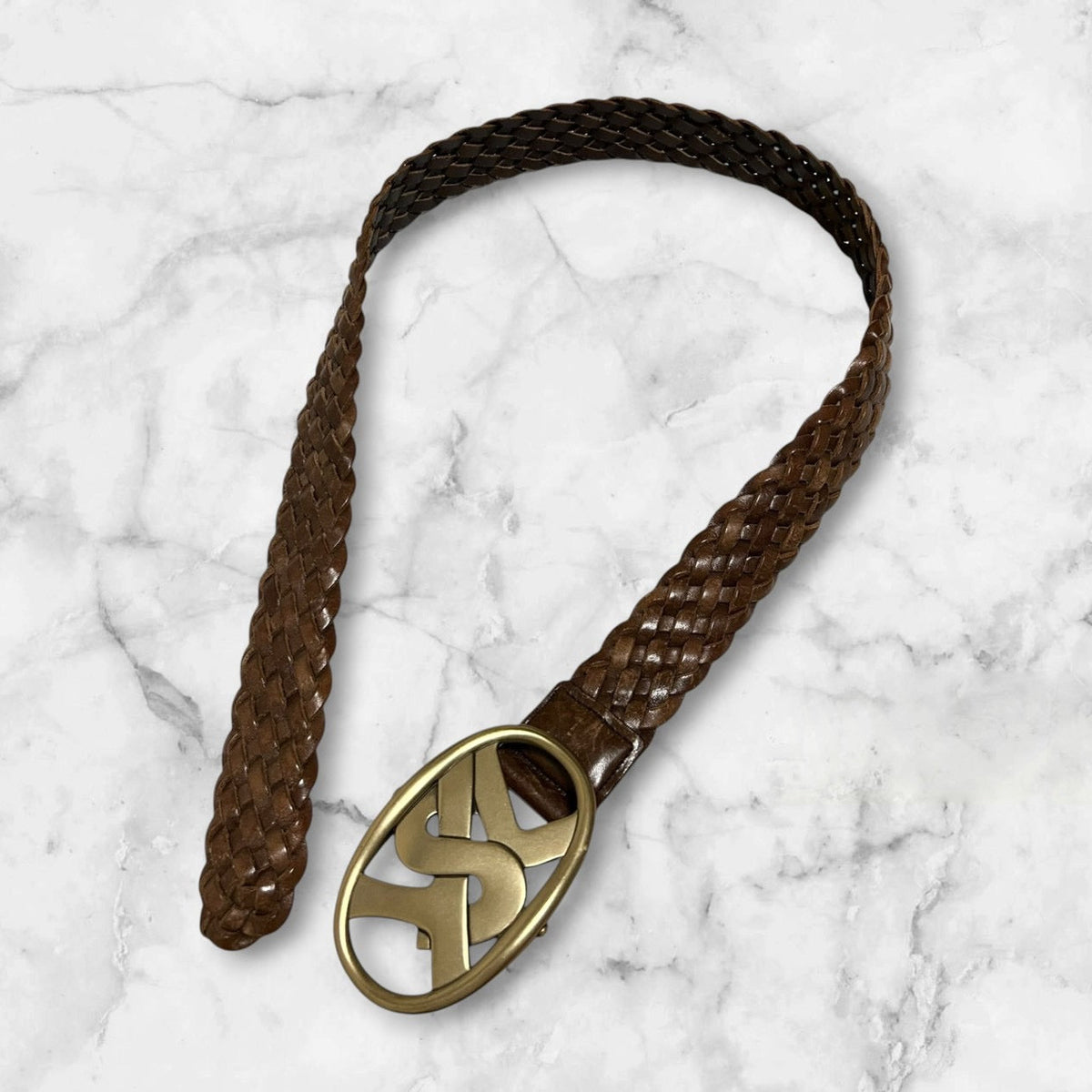 YVES SAINT LAURENT
BRAIDED LEATHER BELT BROWN