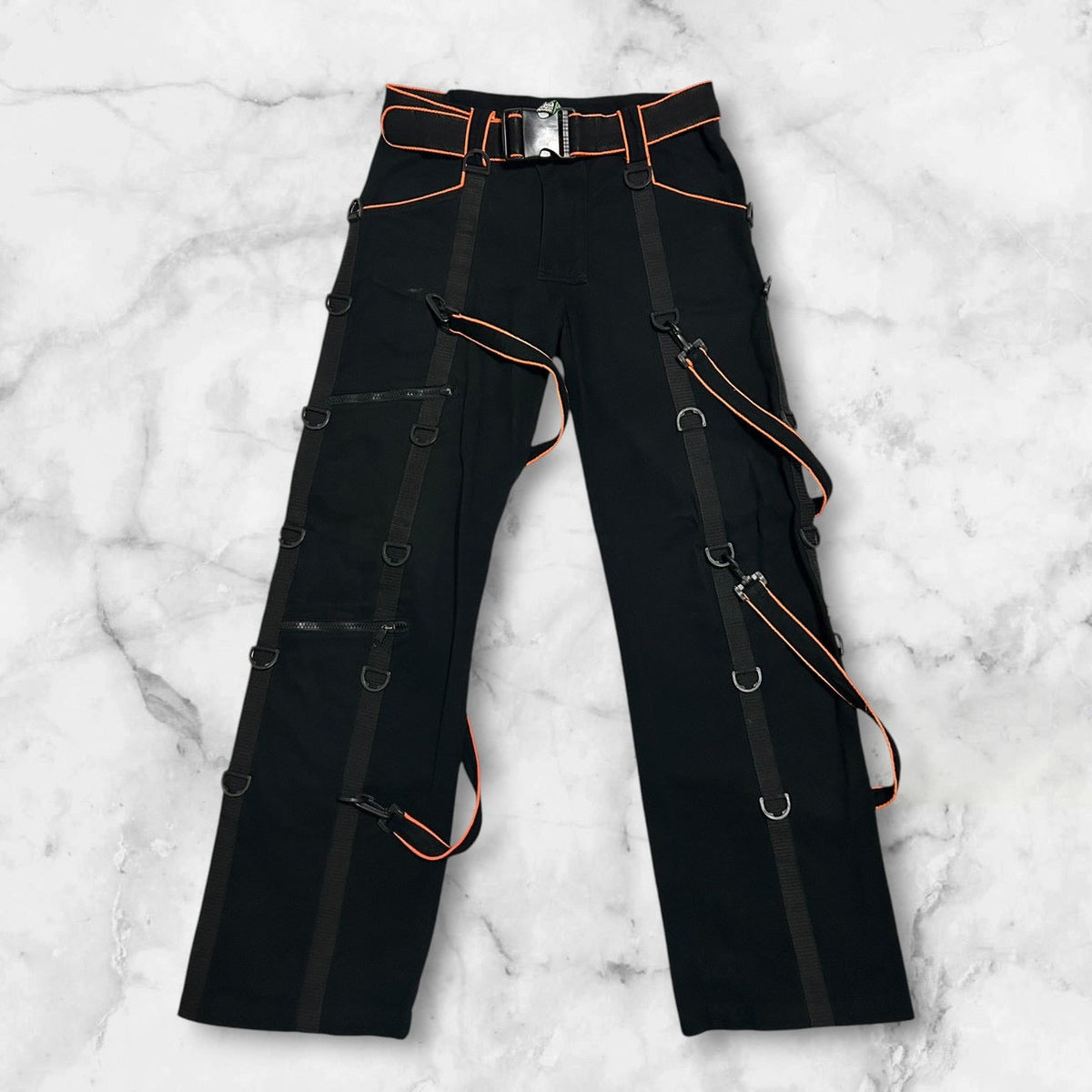 SPACE TRIBE BTECHWEAR STRAP CARGO PANTS BLACK