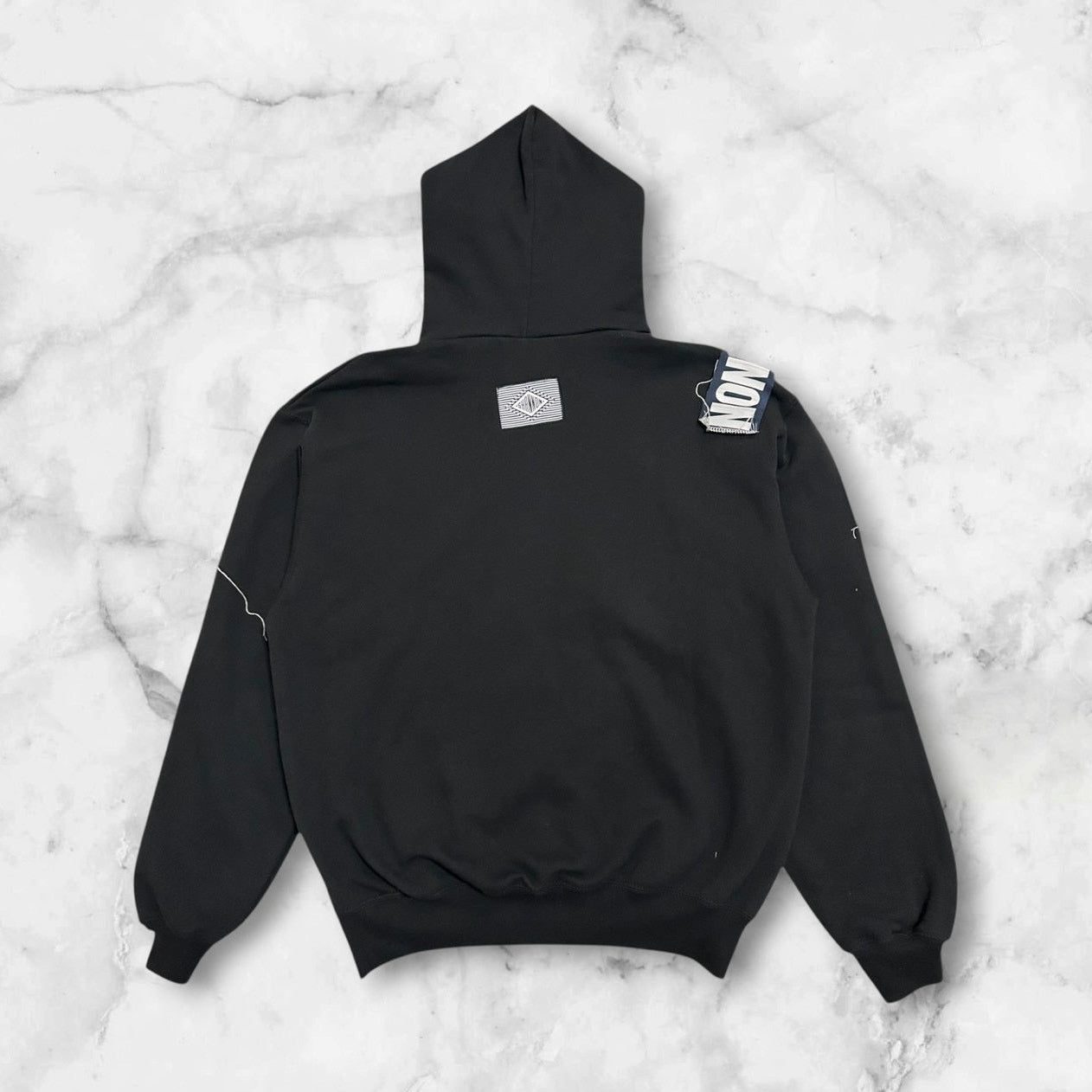 CHRISTOPHER SHANNON LOGO PATCHWORK CROPPED HOODIE