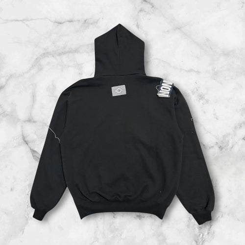 CHRISTOPHER SHANNON LOGO PATCHWORK CROPPED HOODIE