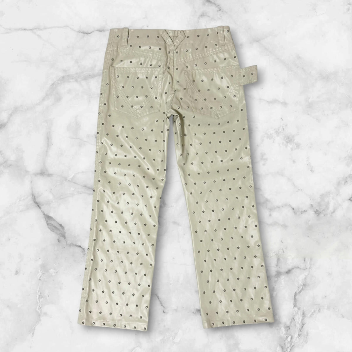 BOTTEGA VENETA FAUX LEATHER STRAIGHT PANTS WHITE