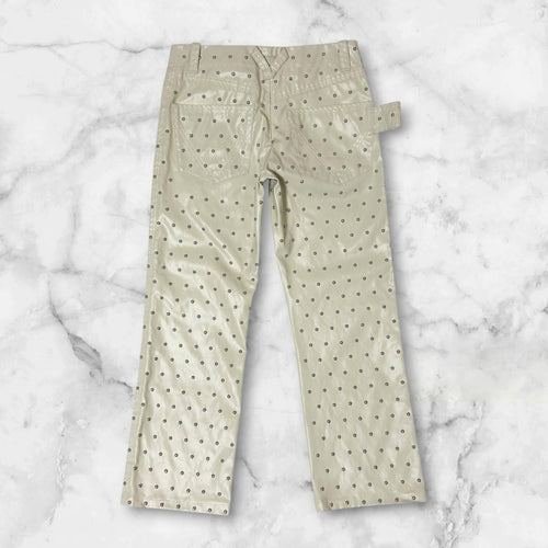 BOTTEGA VENETA FAUX LEATHER STRAIGHT PANTS WHITE