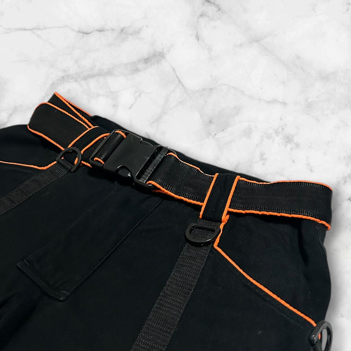 SPACE TRIBE BTECHWEAR STRAP CARGO PANTS BLACK