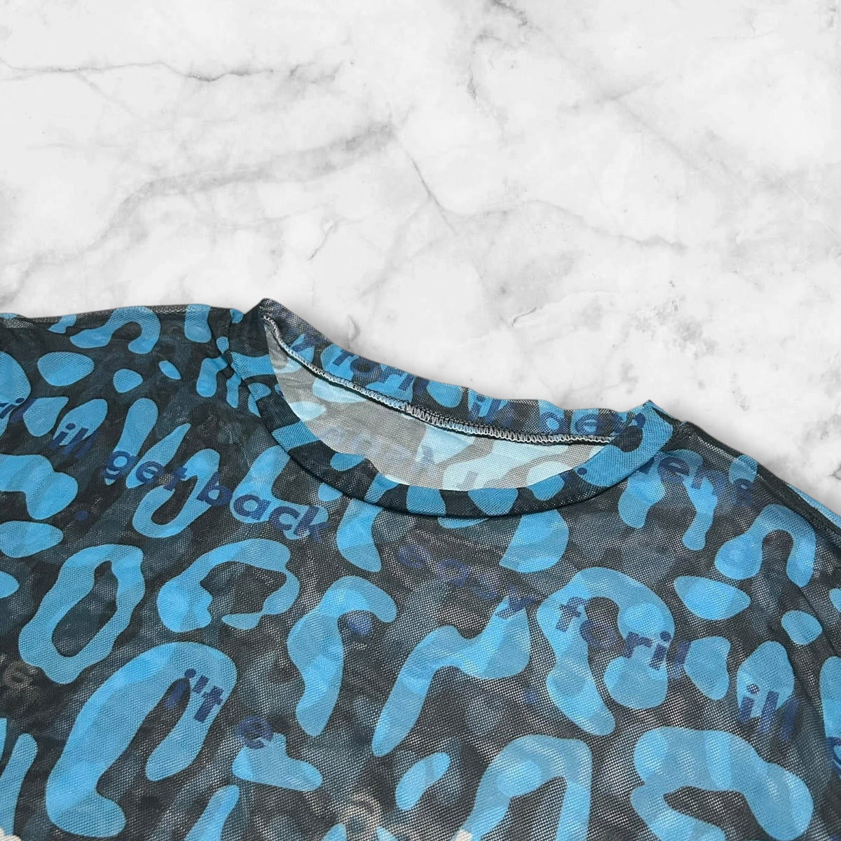 MESH LEAPARD T-SHIRT BLUE