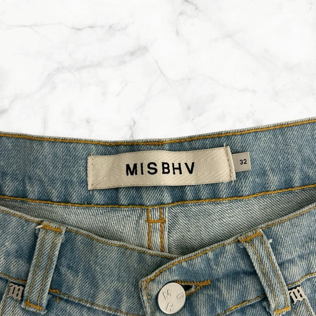 MISBHV STUDDED STRAIGHT DENIM PANTS