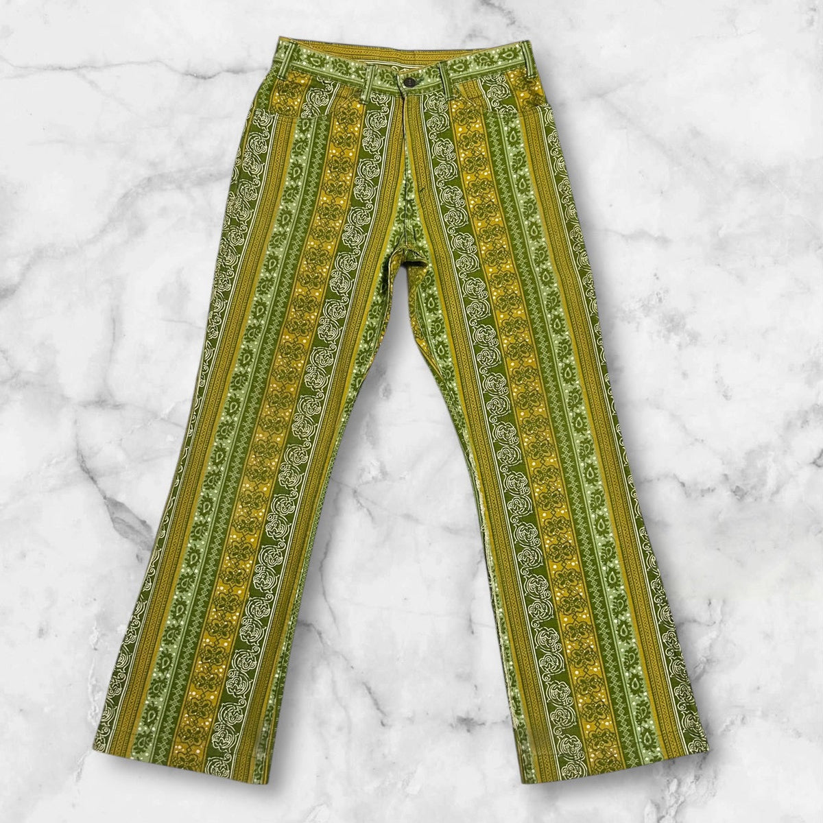 LEVIS PATTERNED FLARE PANTS GREEN