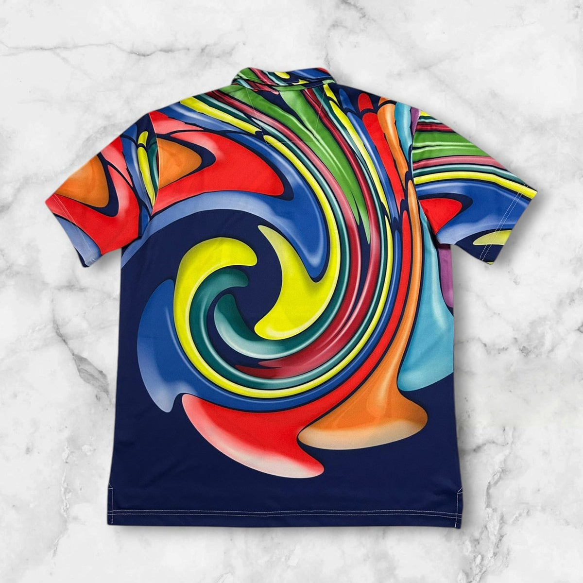 U FOR U
ABSTRACT SWIRL PRINT SHORT POLO SHIRT