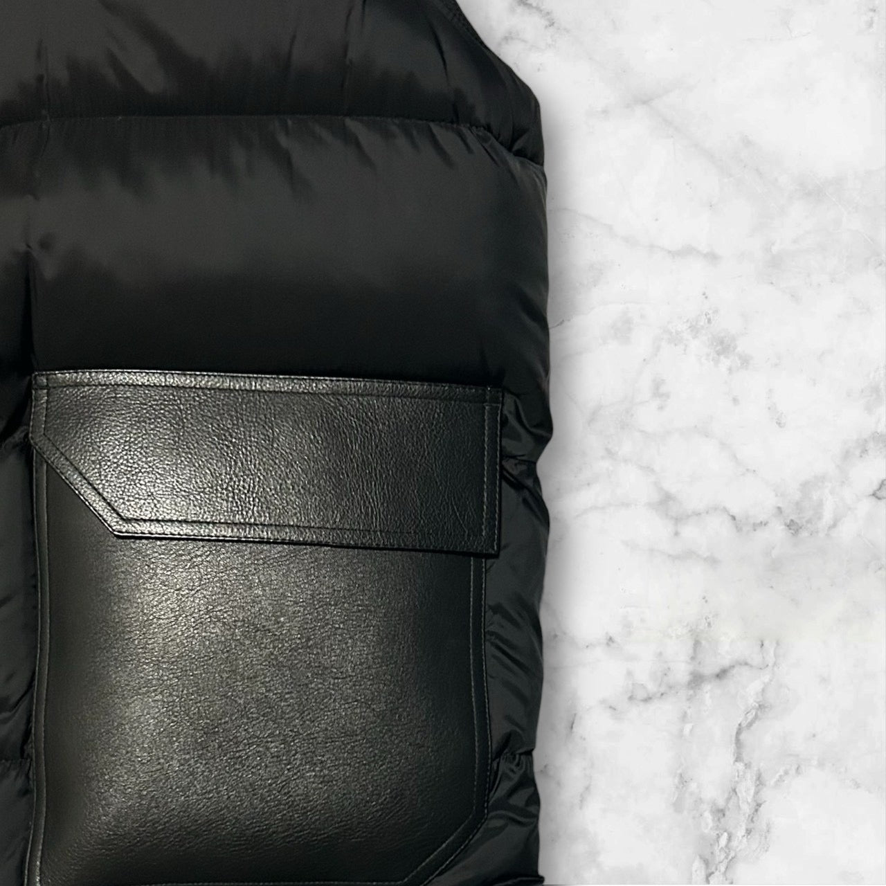 RICK OWENS 2017 LEATHER POCKET DOWN VEST BLACK