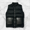 RICK OWENS 2017 LEATHER POCKET DOWN VEST BLACK