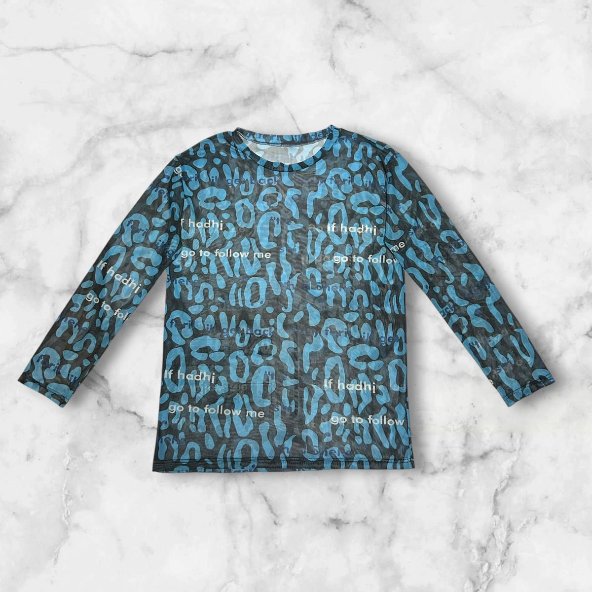MESH LEAPARD T-SHIRT BLUE