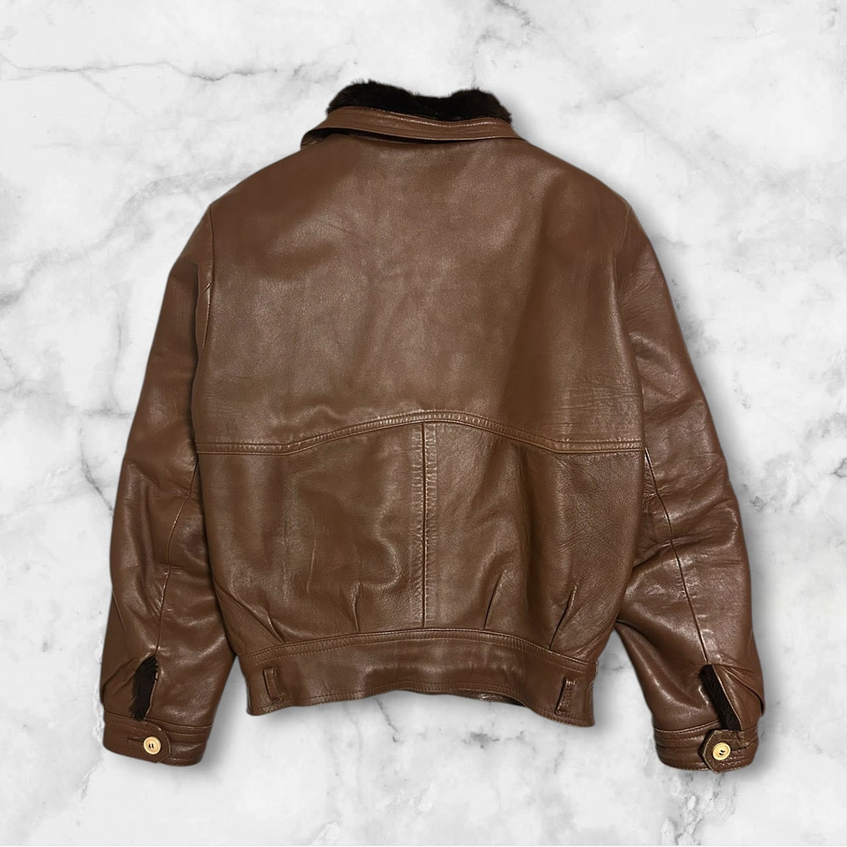PLAY BACH VINTAGE LEATHER FLIGHT JACKET BROWN