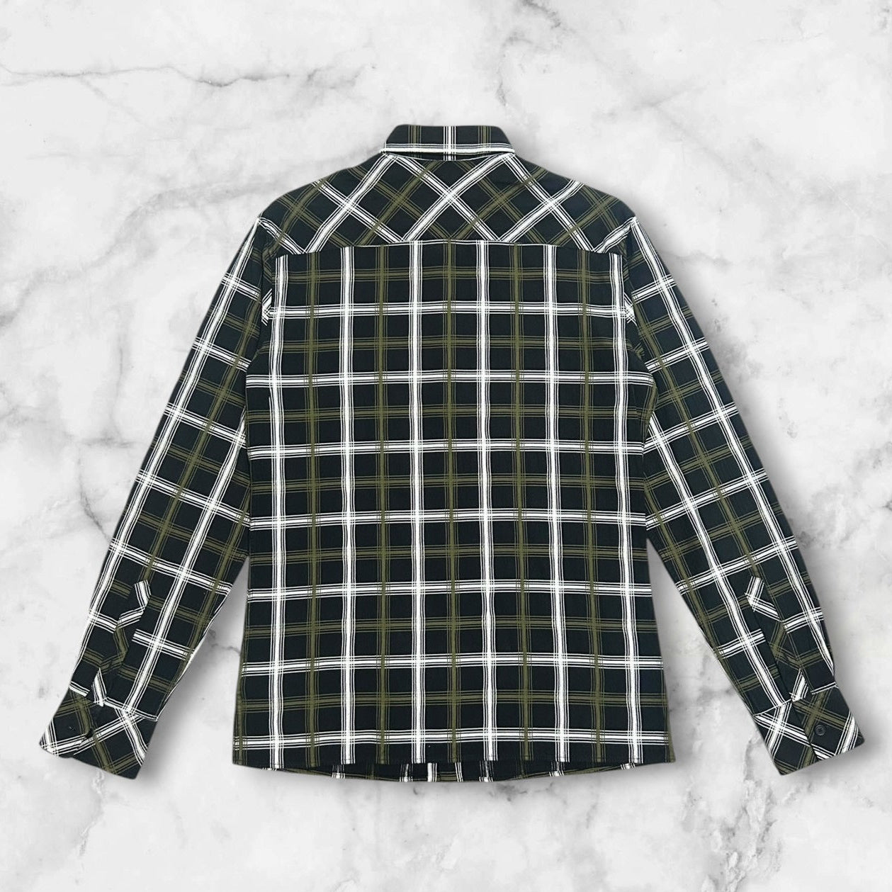 BOTTEGA VENETA CHECKPLAID BUTTON-UP SHIRT GREEN