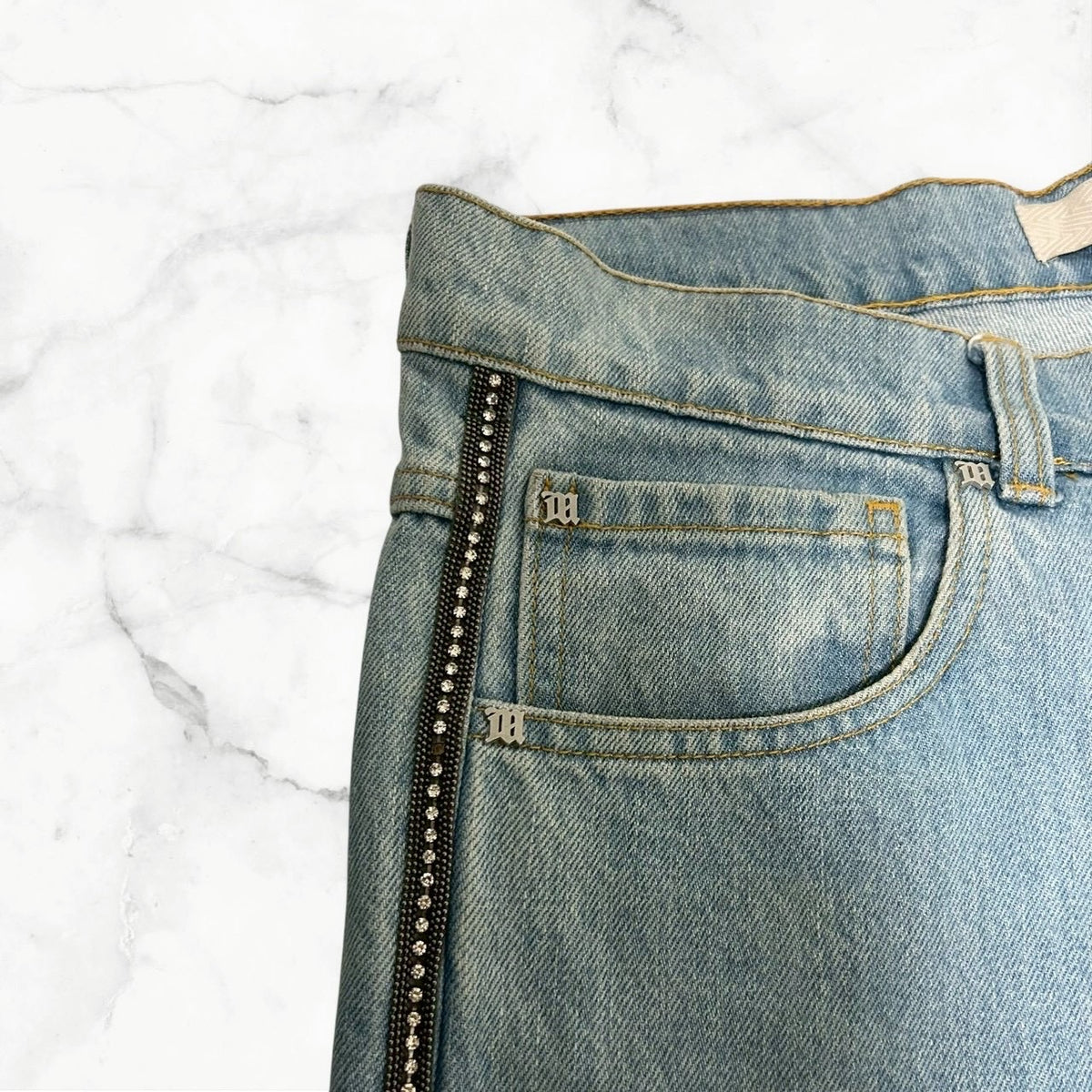 MISBHV STUDDED STRAIGHT DENIM PANTS