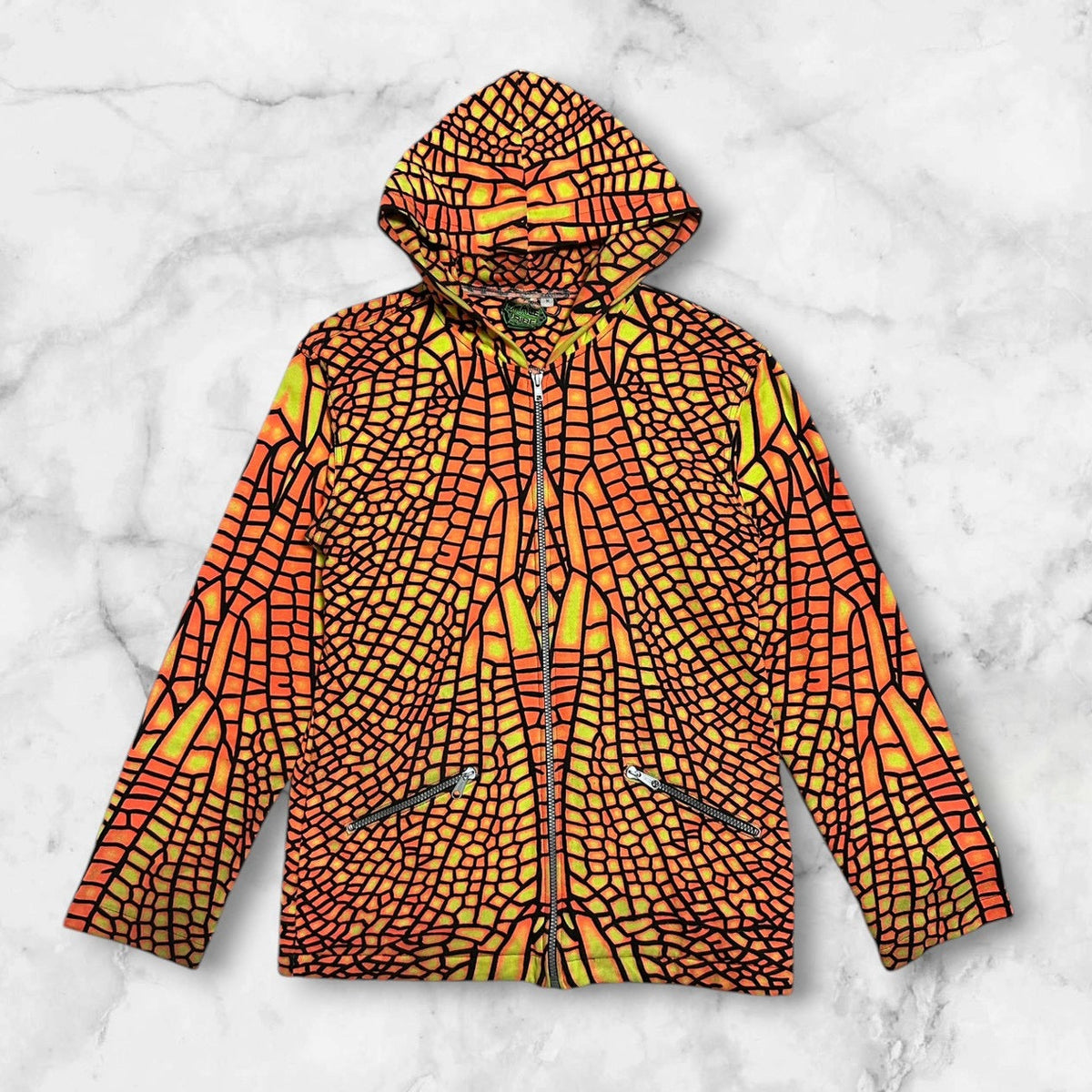 SPACE TRIBE
NEON SNAKESKIN PATTERN ZIP HOODIE
