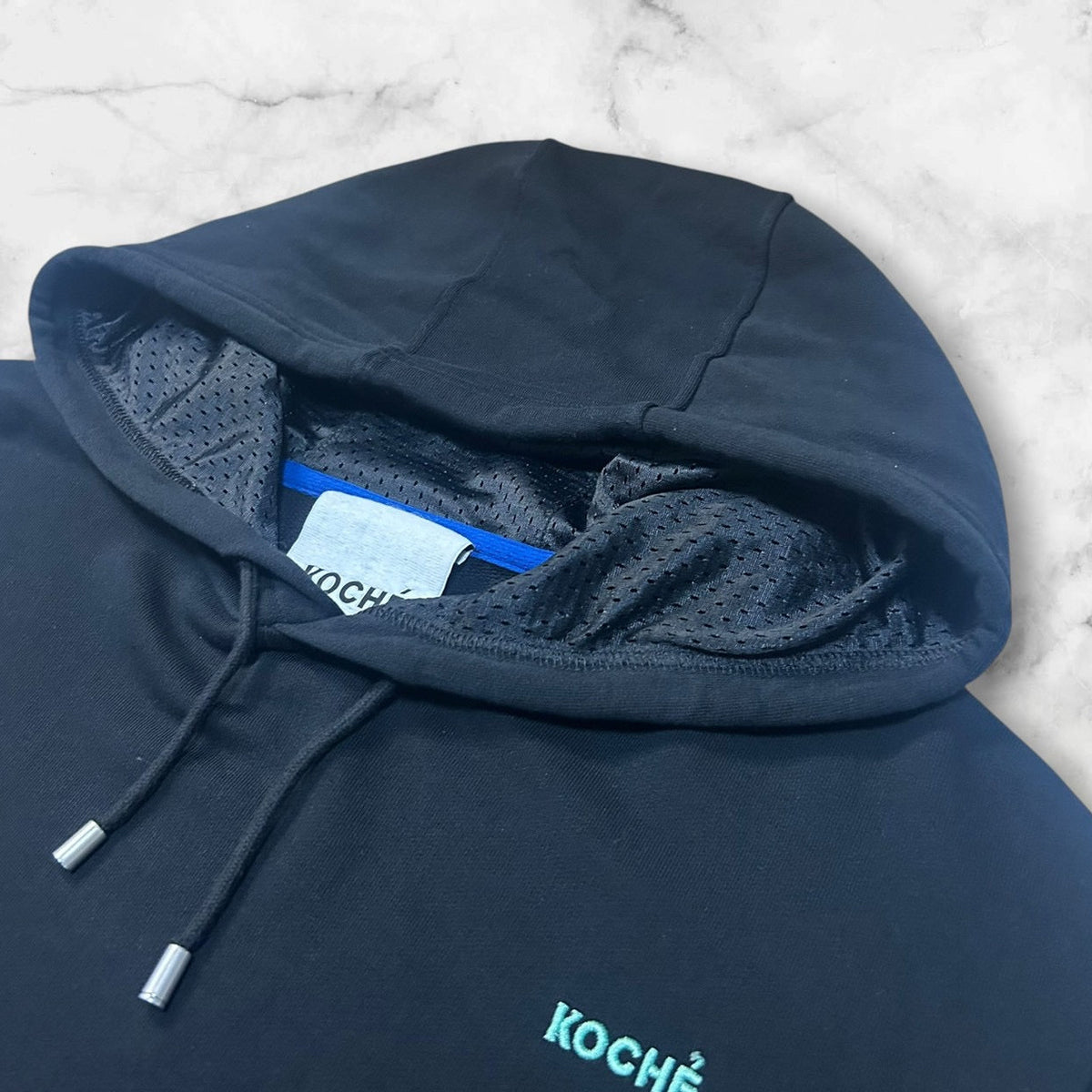 KOCHÉ ZEBRA PRINT PANEL HOODIE BLACK