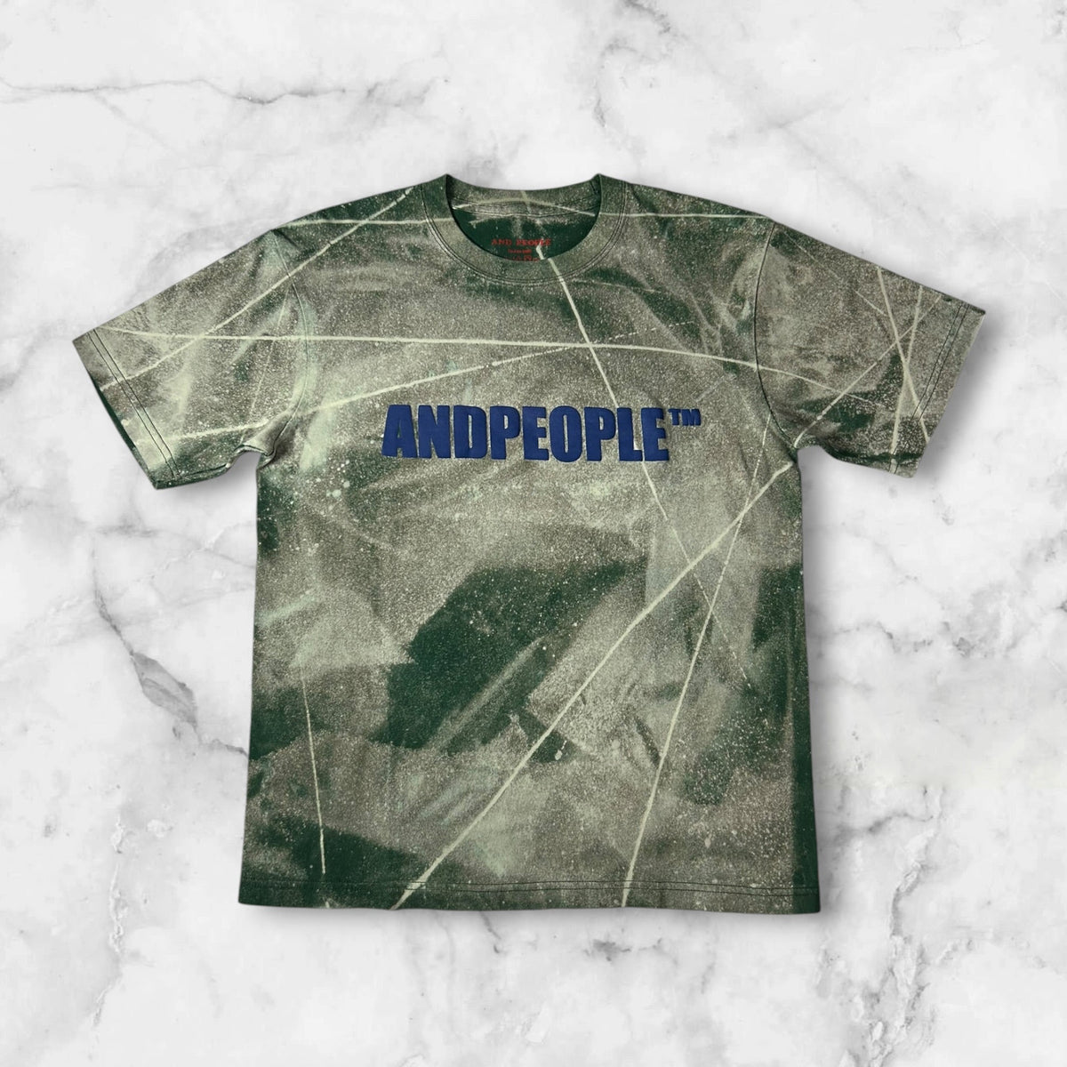 AND PEOPLE ABSTRACT MARBLE GRAPHIC T-SHIRT GREEN