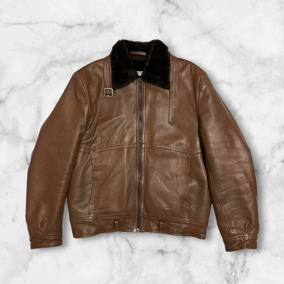 PLAY BACH VINTAGE LEATHER FLIGHT JACKET BROWN