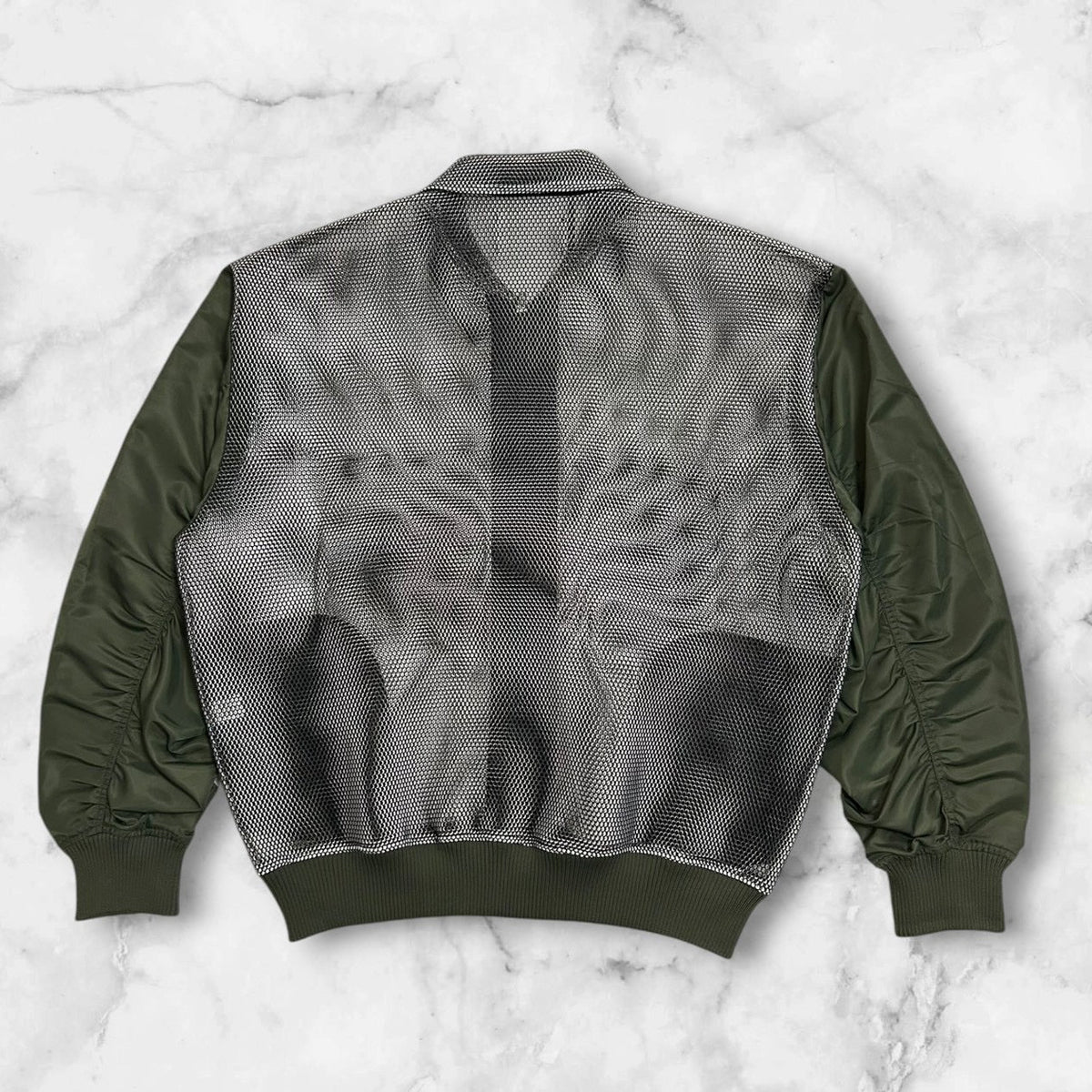NO BRAND MESH PANEL ZIP JACKET GREEN