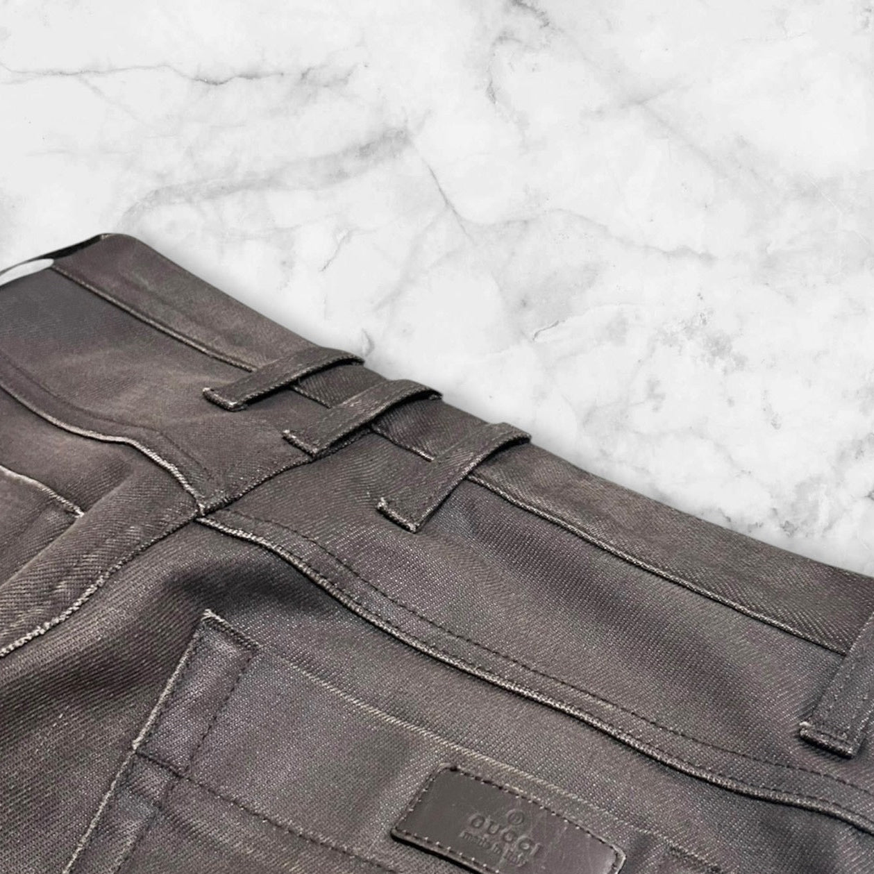 GUCCI SLIM FIT WASHED DENIM JEANS BROWN